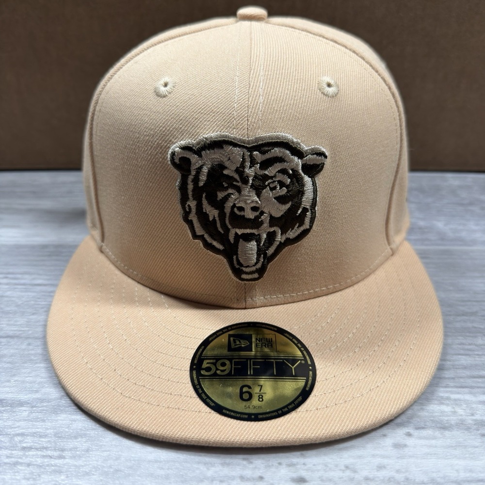 Men's 6 7/8 Chicago Bears New Era Tan Candied Pecan 59FIFTY Fitted Cap Hat‎ New